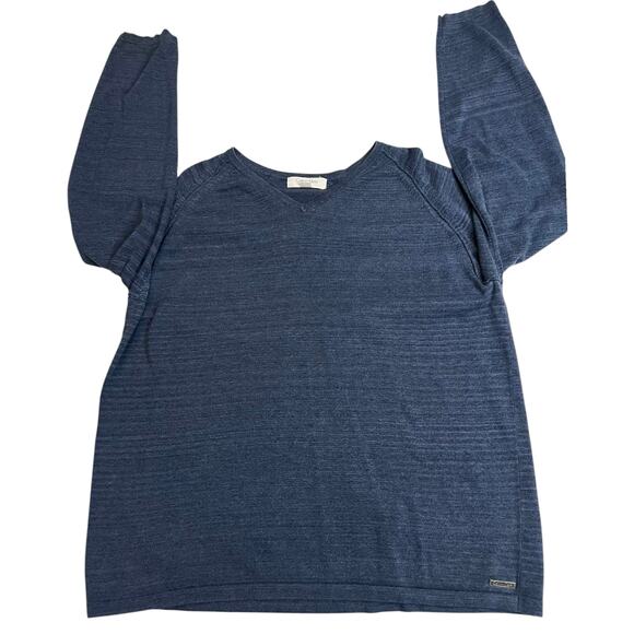 Calvin Klein Slim Fit V-Neck Sweater XXL Blue 100% Cotton Long Sleeve Pullover - Picture 9 of 12